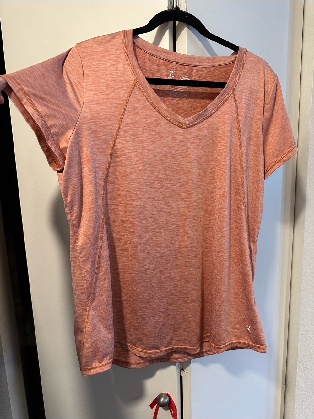 Heathered Peach Large Xersion V-Neck Women’s Top Workout
